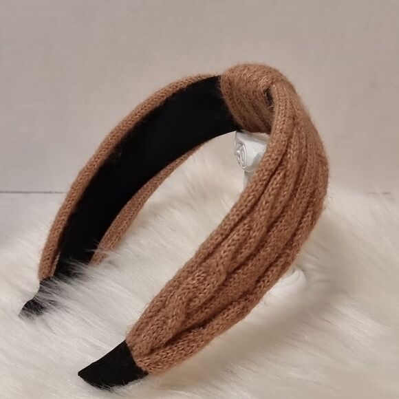 CABLE RIBBED SWEATER KNIT HEADBAND dark khaki - Picture 3 of 6